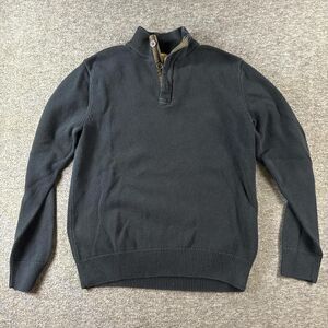 Refectory Men's Black Sweater quarter zip wit buttons M
